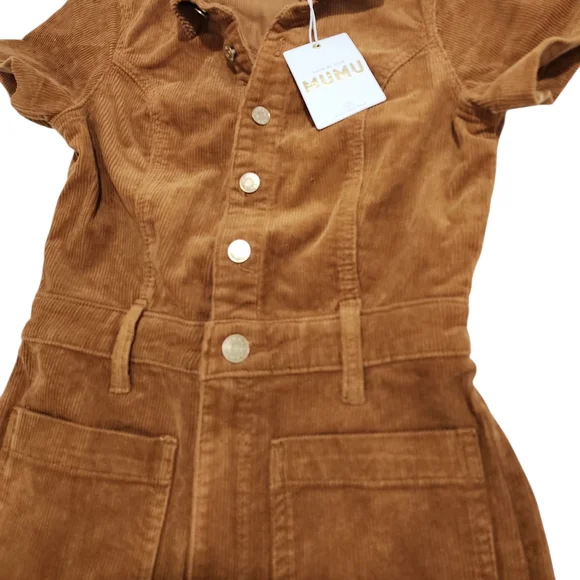 NEW Show Me Your Mumu Cropped Everhart Jumpsuit Camel Corduroy Small Retro Boho - Picture 9 of 12